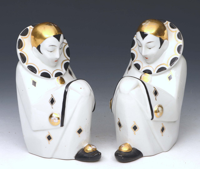 Appraisal: A PAIR OF GERMAN PORCELAIN BOOK ENDS in the form