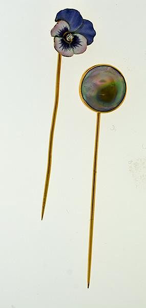 Appraisal: Two th C Gold Stickpins Two th C gold stick