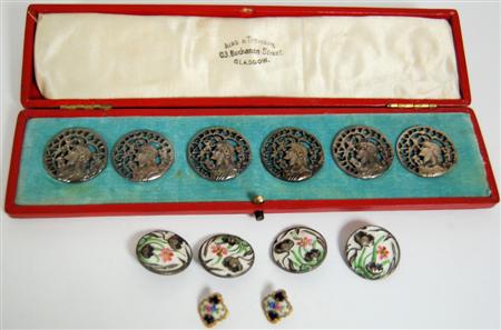 Appraisal: A cased set of six Art Nouveau buttons W Comyns