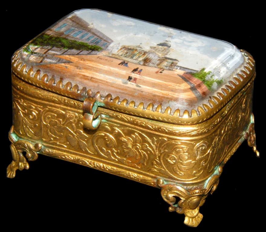 Appraisal: th century Grand Tour gilt metal rectangular trinket box the