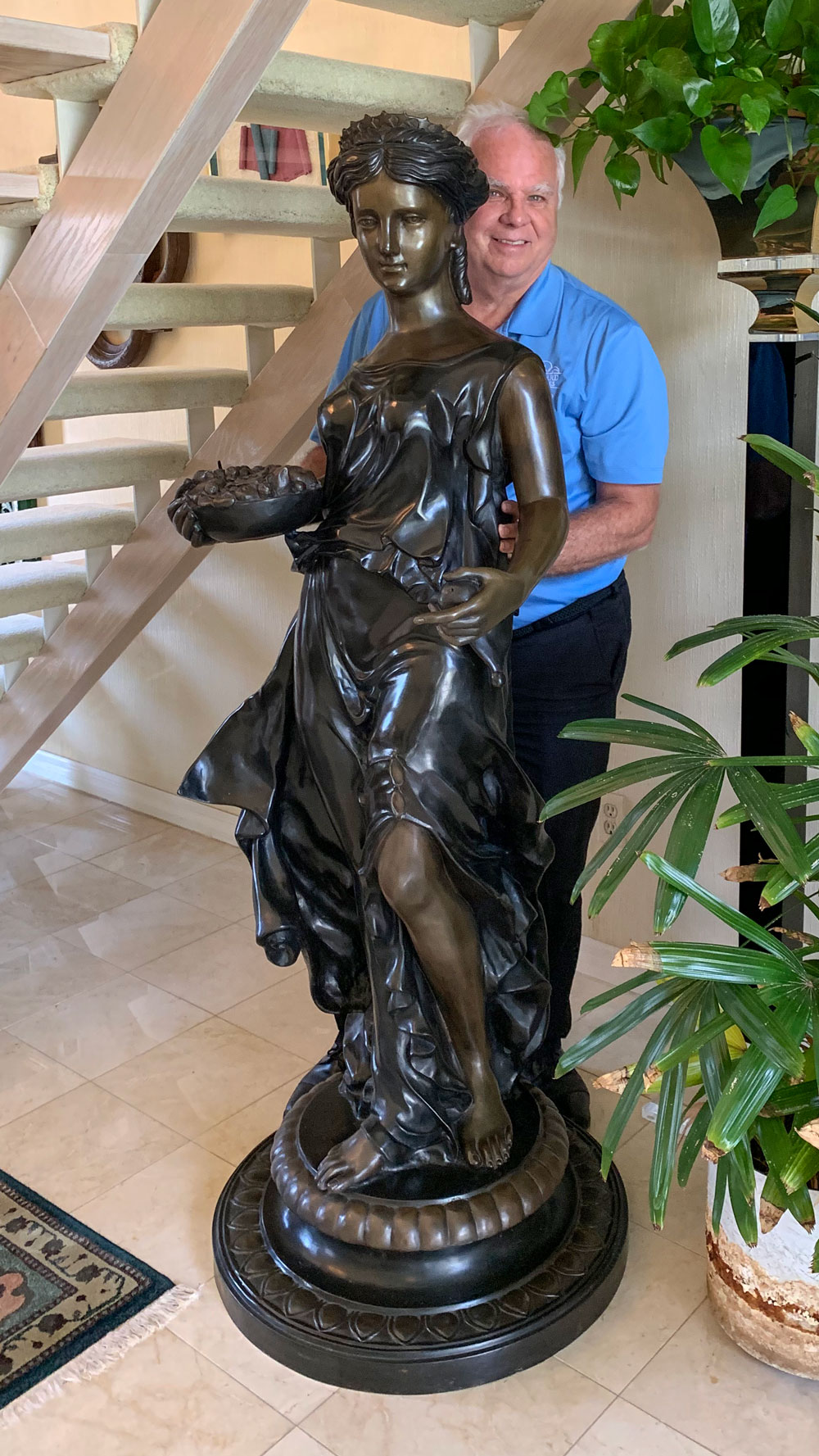 Appraisal: TALL BRONZE FEMALE SCULPTURE Life sized bronze sculpture of a