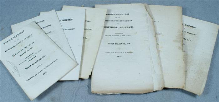 Appraisal: pamphlets Constitution and Reports of the Chester County Cabinet of