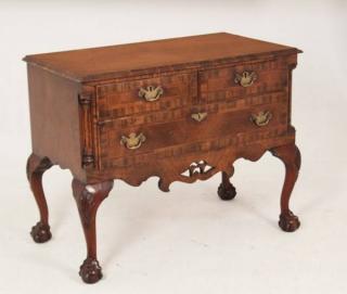 Appraisal: ENGLISH GEORGIAN STYLE WALNUT DRAWER COMMODE HAVING REEDED CHAMPHERED CORNERS