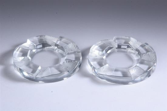 Appraisal: PAIR LALIQUE CLEAR AND FROSTED GLASS CUBA ASHTRAYS mid- th