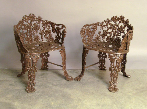 Appraisal: Pair of cast iron garden seats late th c