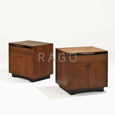 Appraisal: DANISH Pair of nightstands s Teak ebonized wood and enameled