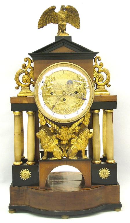 Appraisal: Austrian ebonised beech and giltwood Grande-Sonnerie automaton three train mantel