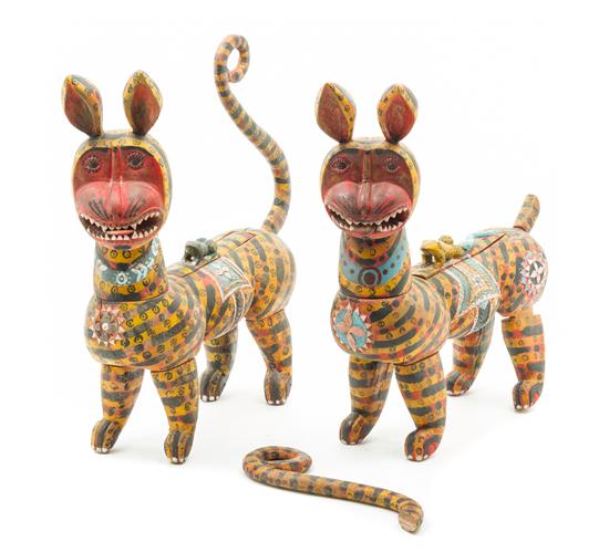 Appraisal: Sale Lot A Pair of Polychromed Wood Hyenas likely african