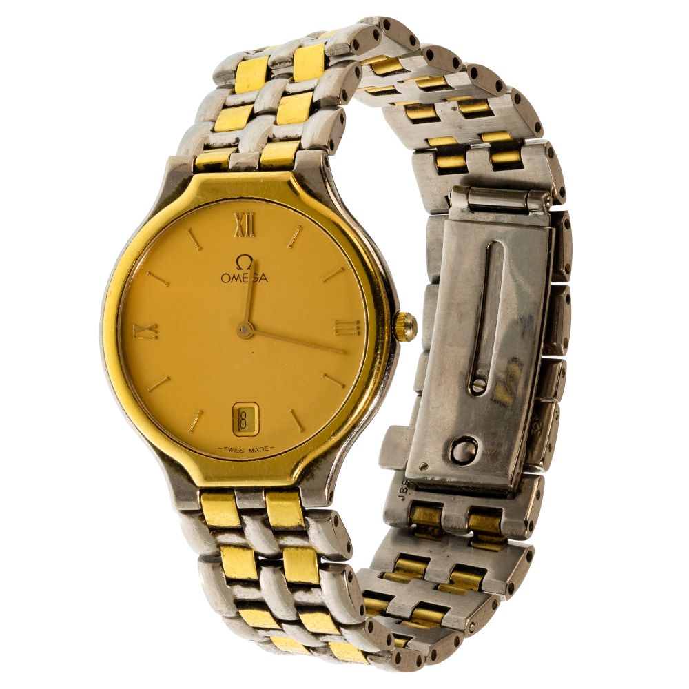 Appraisal: OMEGA DEVILLE QUARTZ WRISTWATCHIn a stainless steel and gold-tone case