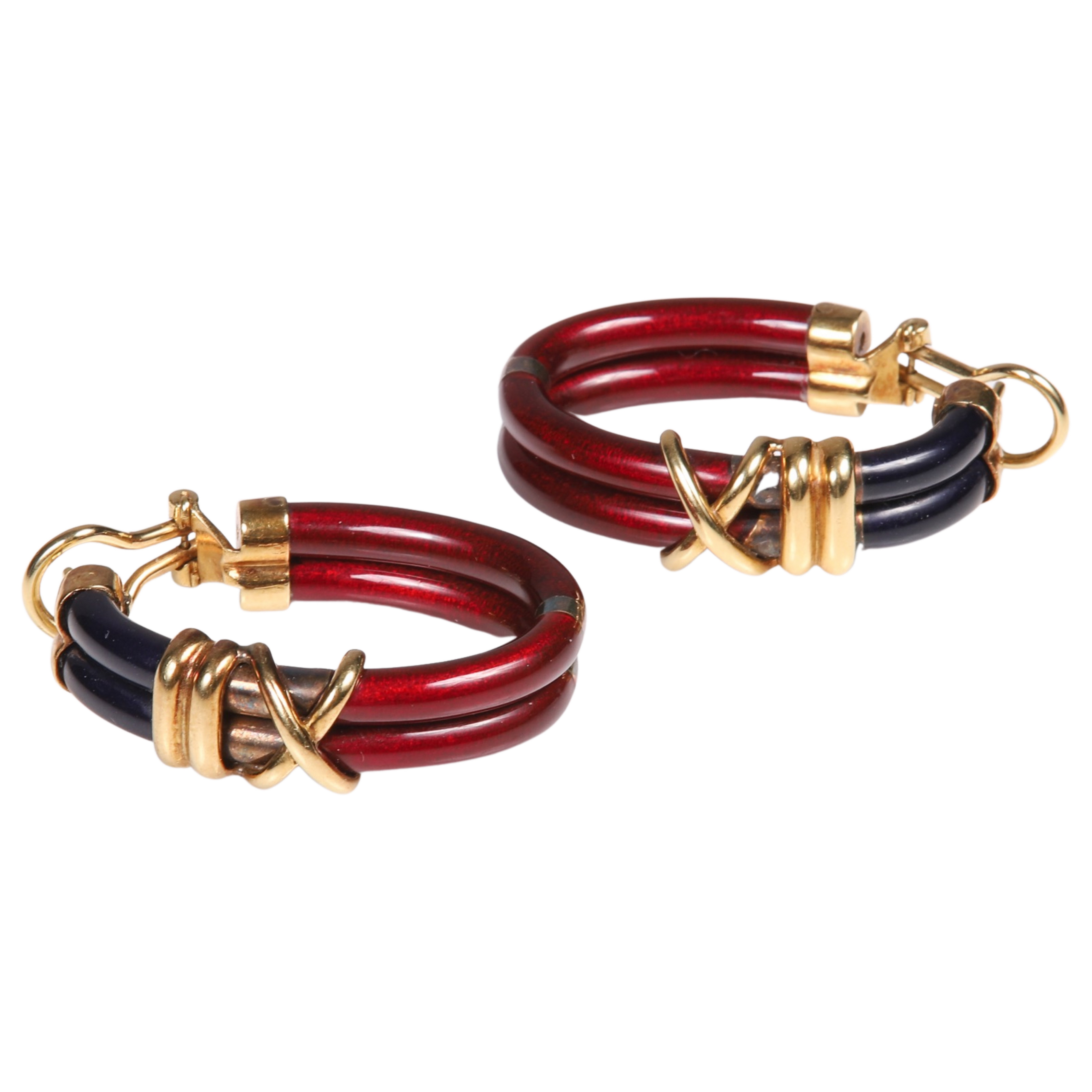 Appraisal: La Nouvelle Bague k enamel and sterling hoop earrings K