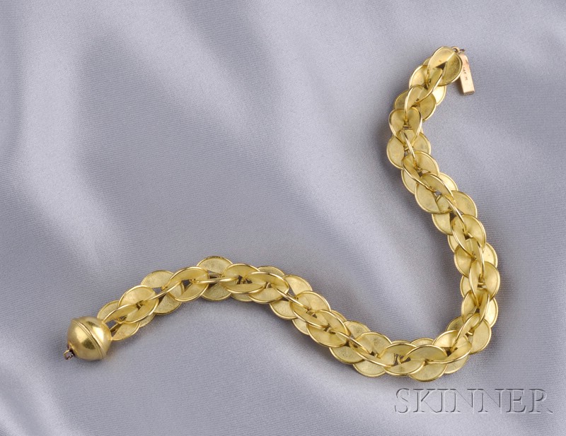 Appraisal: kt Gold Bracelet Barbara Heinrich the tubular form of textured