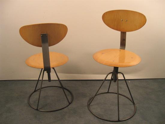 Appraisal: Pair Adjustable Stools with light maple seats and backs Remnants