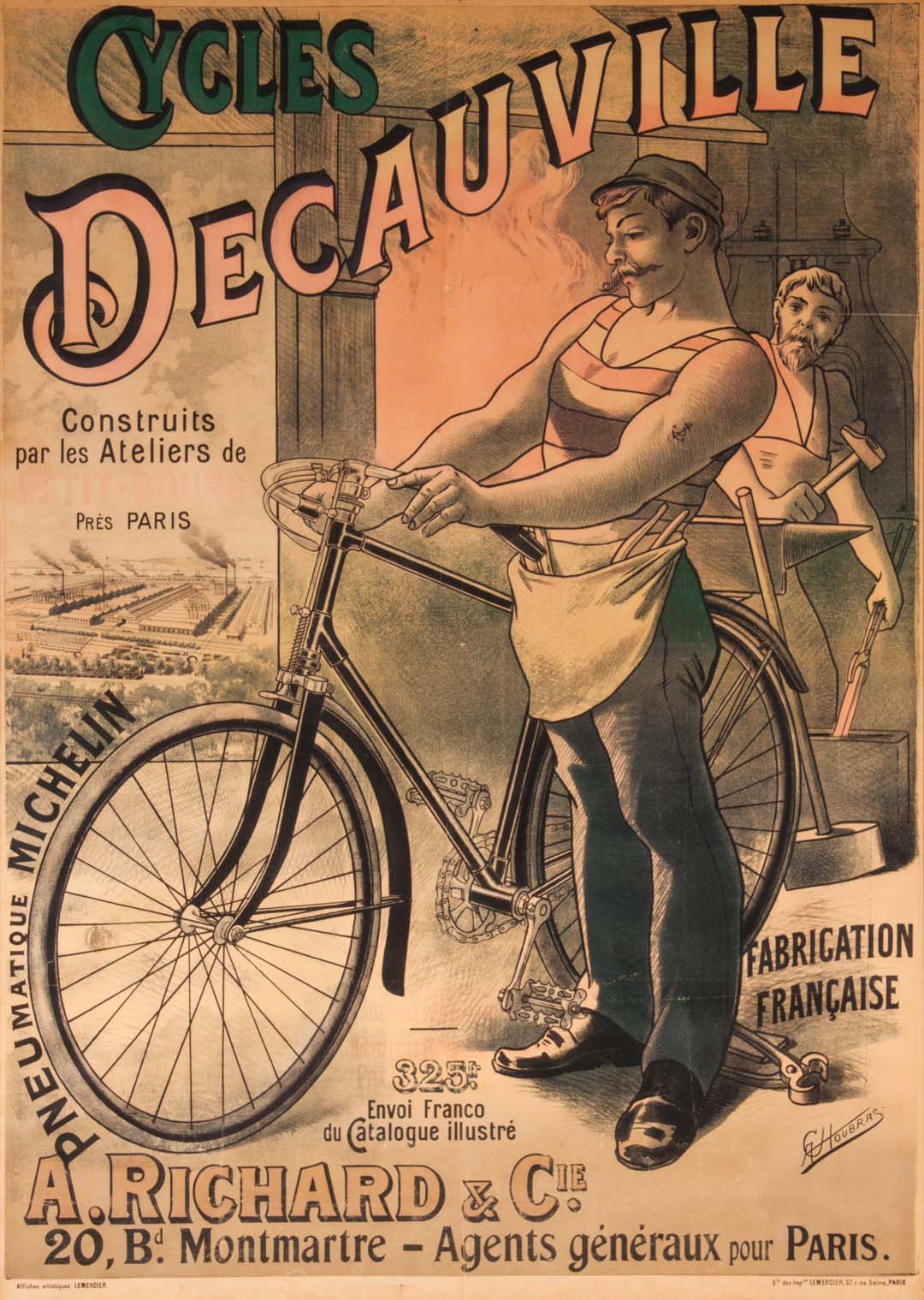 Appraisal: Alfred Choubrac Cycles DeCauville poster French - Color lithographic poster