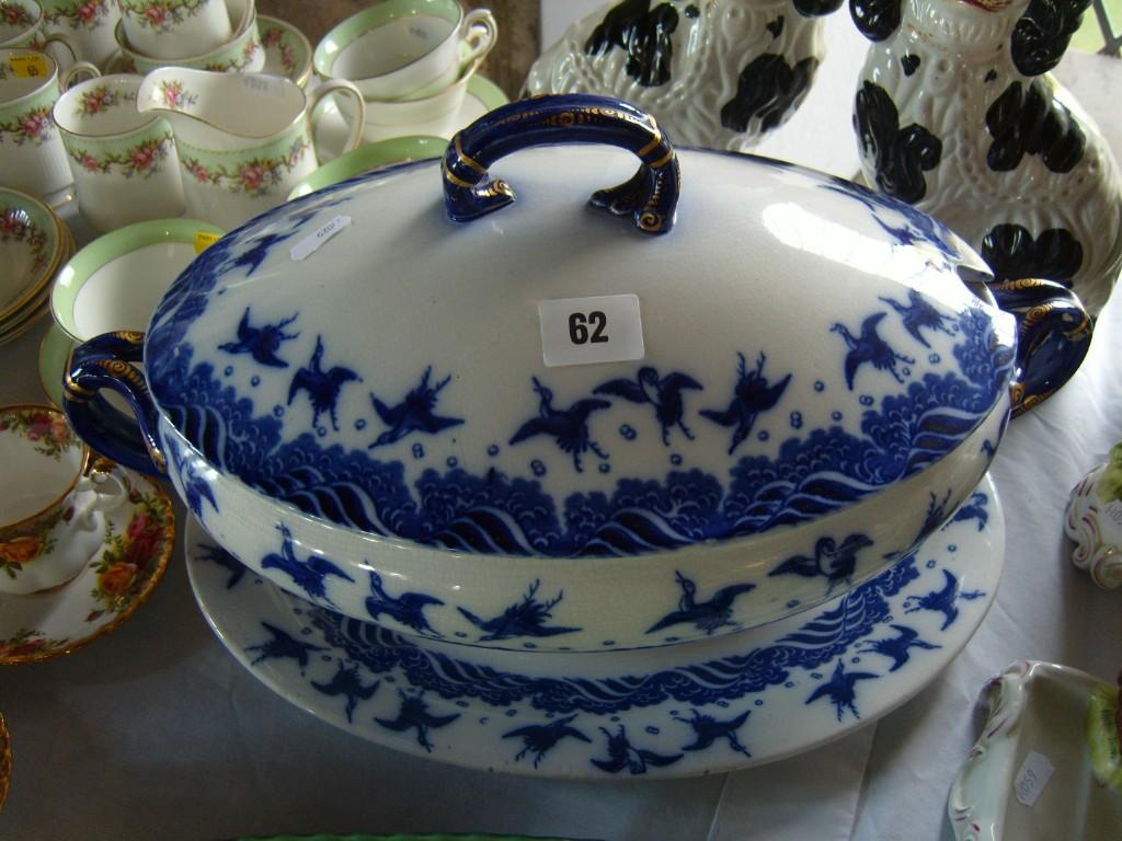 Appraisal: A large Victorian Mintons Japanese Crane pattern blue and white