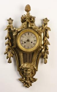 Appraisal: th c French gilt bronze cartel clock h th century