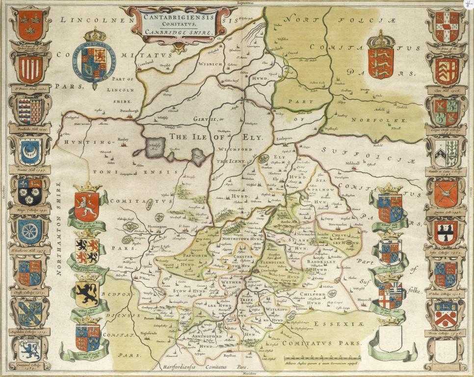 Appraisal: JOAN BLAEU CAMBRIDGE SHIRE double page engraved map from volume