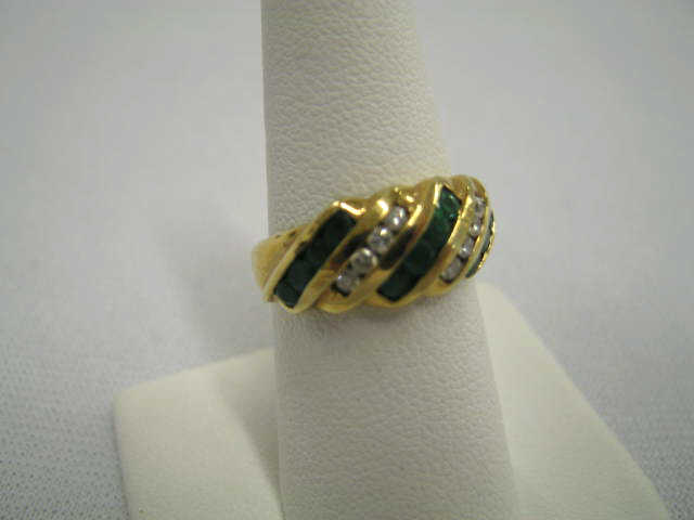 Appraisal: Diamond Emerald Ring eight diamonds and emeralds in k yellow