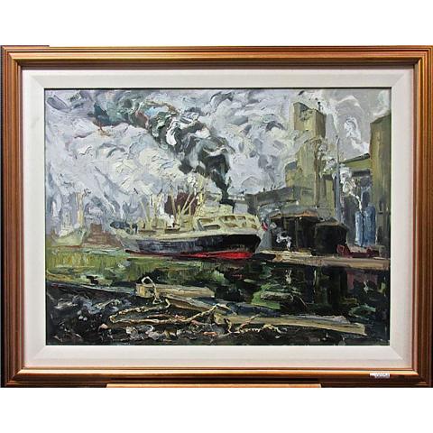 Appraisal: GUTTORN OTTO POLISH CANADIAN - FREIGHTER OIL ON MASONITE SIGNED