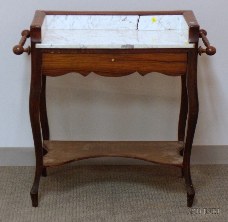 Appraisal: Edwardian White Marble-top Rosewood Veneer Washstand