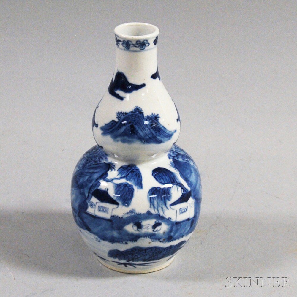 Appraisal: Chinese Blue and White Double Gourd Vase th century decorated