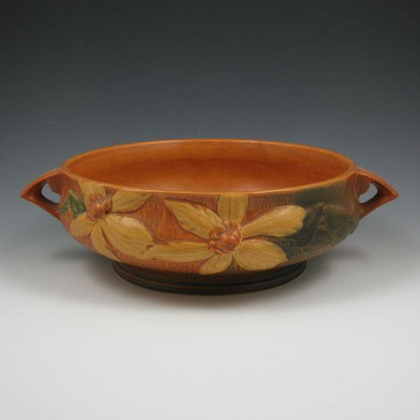 Appraisal: Roseville Clematis console bowl in brown Marked Roseville USA -