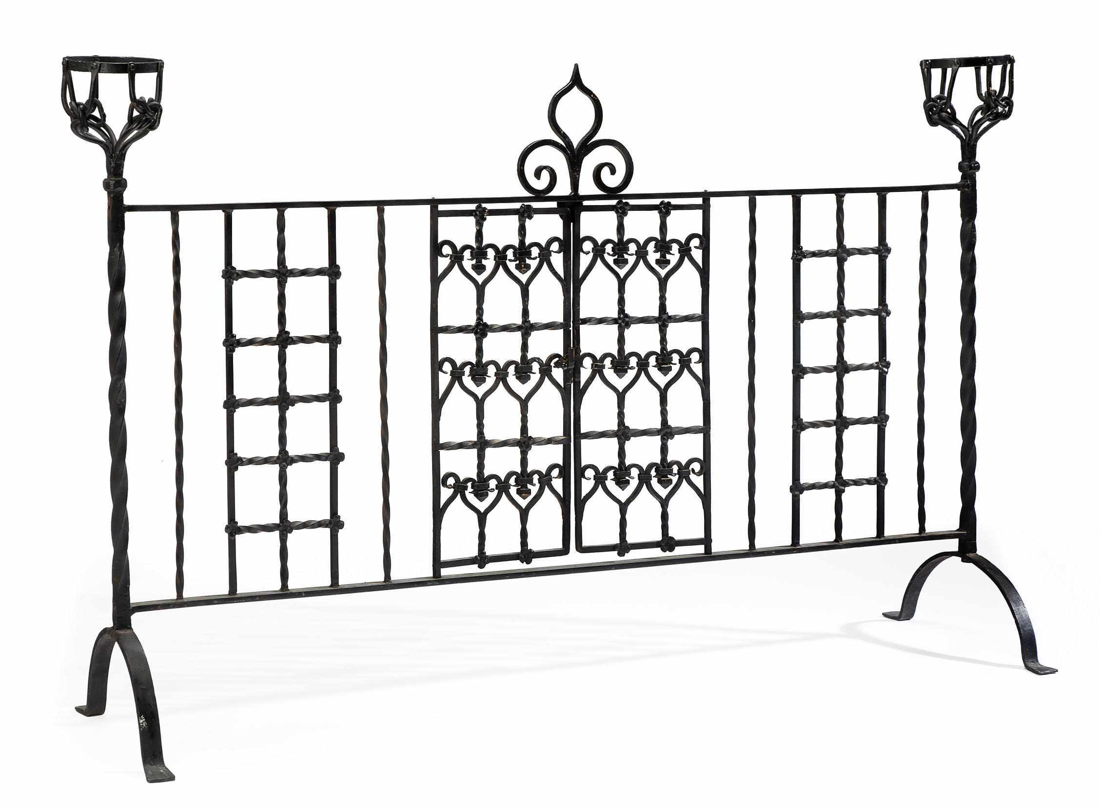 Appraisal: A Baroque style wrought iron fireguard dimensions in cm x