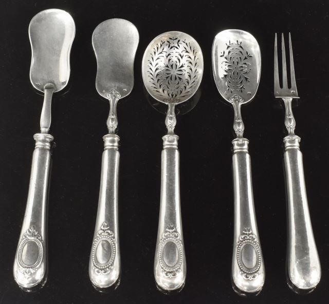 Appraisal: lot of French silver canape hor d'oeuvres set hollow handles