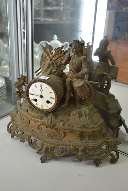 Appraisal: GILT METAL FIGURAL MOUNTED CLOCK