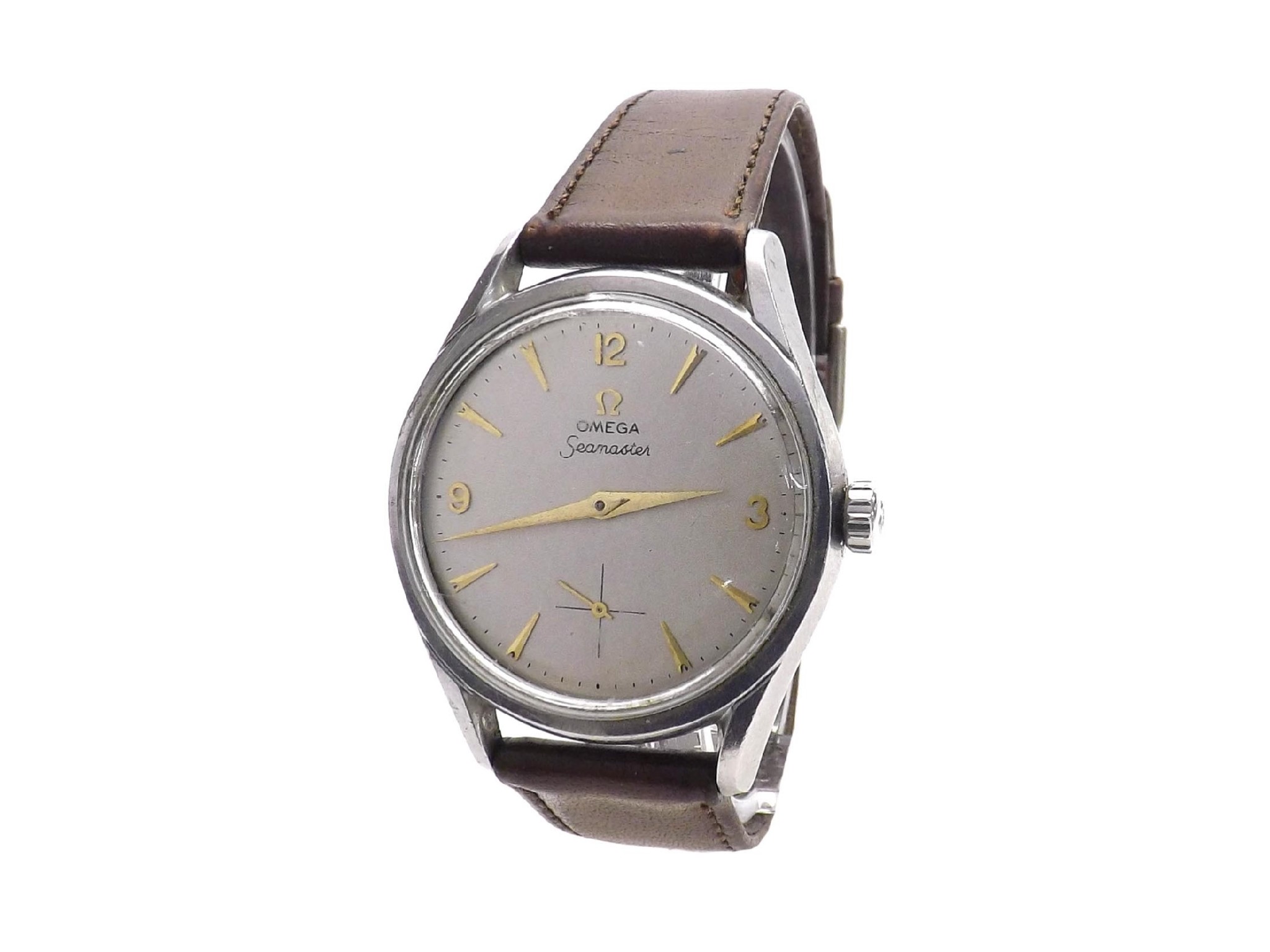 Appraisal: Omega Seamaster stainless steel gentleman's wristwatch circa the silvered dial