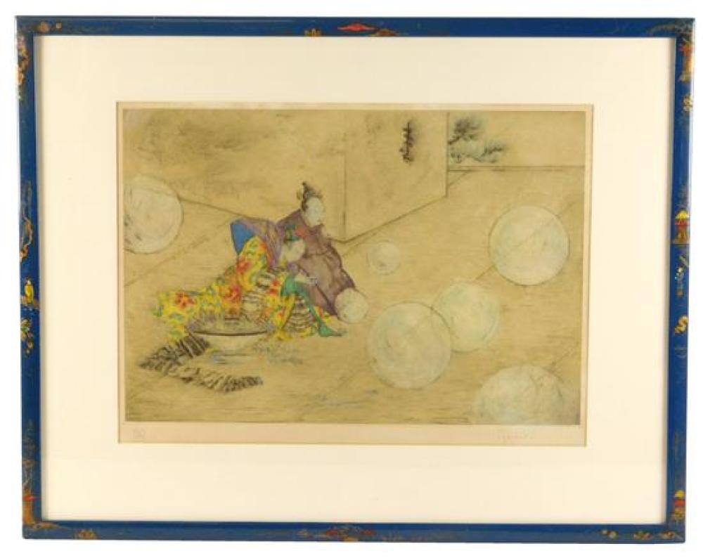 Appraisal: Elyse Ashe Lord England - Bubbles colored etching playful scene