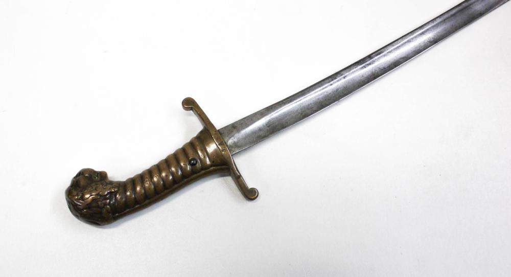 Appraisal: BAVARIAN PATTERN ARTILLERY SHORT SWORD blade with wide shallow fuller