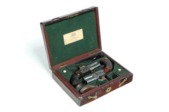 Appraisal: CASED AND ENGRAVED SET OF PERCUSSION OVER UNDER PISTOLS BY