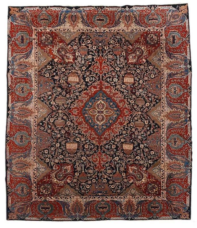 Appraisal: Tabriz Carpet Persian mid th century central medallion with floral