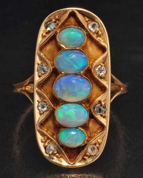 Appraisal: K Y Gold Diamond Opal Ring Description Diamonds ctw Opal