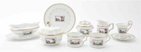 Appraisal: A Ginori Partial Dinnerware Service each decorated with a landscape