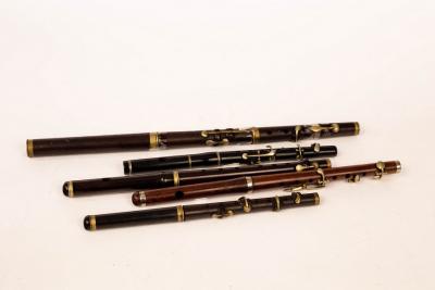 Appraisal: A rosewood -key flute cm long another cm long and