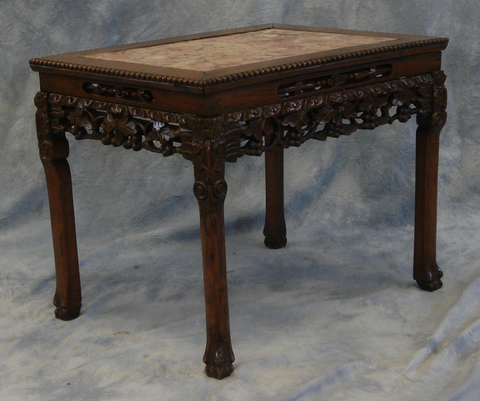 Appraisal: Carved Chinese marble top low table x h Estimate -