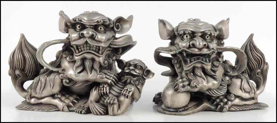 Appraisal: PAIR OF CHINESE METAL FOO DOGS Height '' Condition No