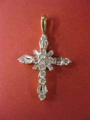 Appraisal: Diamond Cross Pendant round baguette diamonds totaling carat high grade