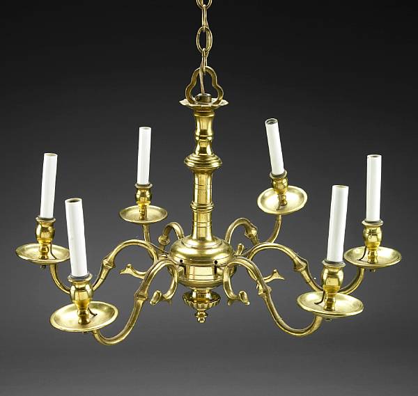 Appraisal: A George III brass six light chandelier second half th