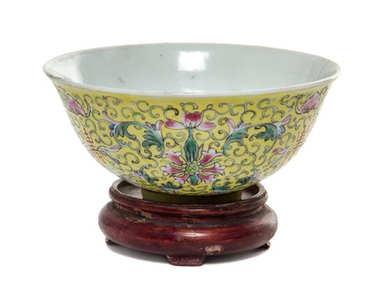 Appraisal: Sale Lot A Famille Jaune Porcelain Bowl decorated with flowers