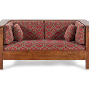 Appraisal: A Contemporary Stickley Arts and Crafts Style Oak Sofa Late