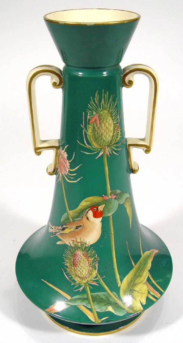 Appraisal: Large Victorian pottery vase hand coloured and transfer printed with