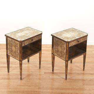 Appraisal: Pair Art Deco mirror paneled side tables Pair Art Deco