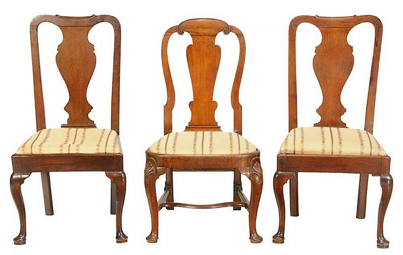 Appraisal: Three George II Carved Mahogany Side Chairs British th century