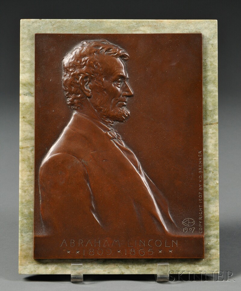 Appraisal: Y D Brenner American - Bronze Portrait Plaque of Abraham