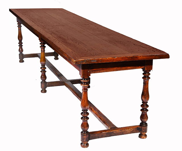 Appraisal: A FRENCH OAK REFECTORY TABLE with plank top on six