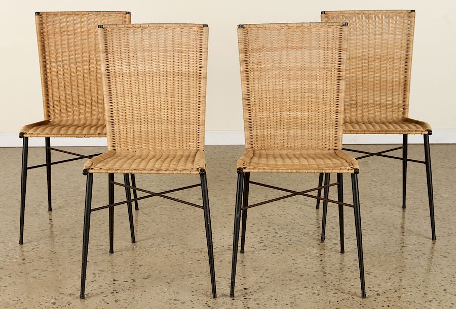 Appraisal: SET FRENCH WICKER DINING CHAIRS IRON LEGS C A set