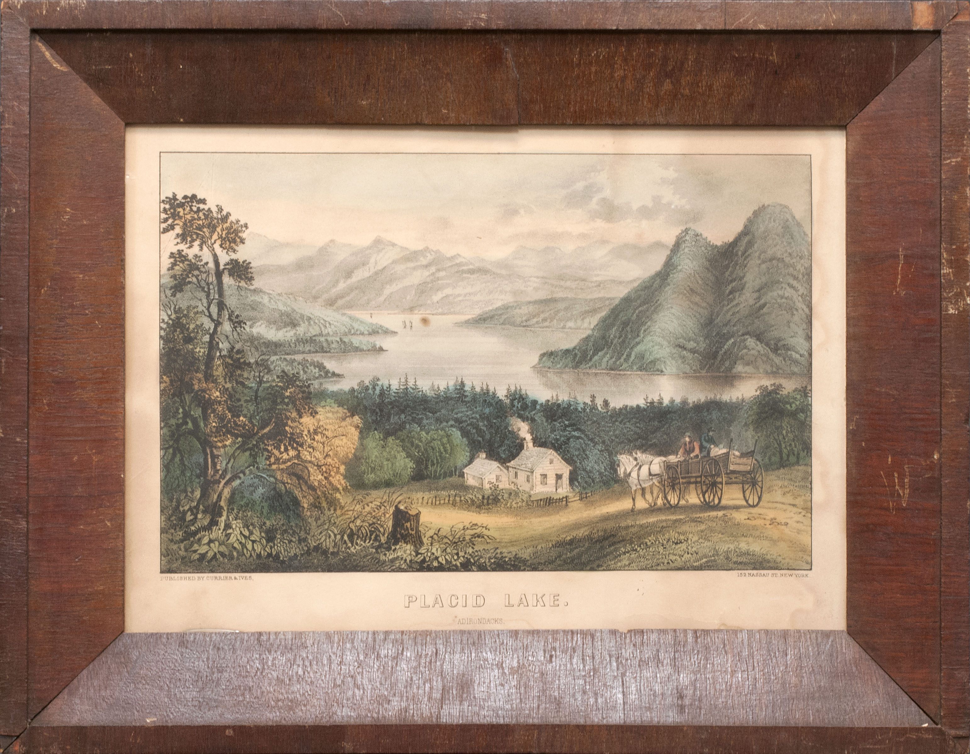 Appraisal: FRAMED CURRIER IVES LITHOGRAPH PLACID LAKE x sight Framed x