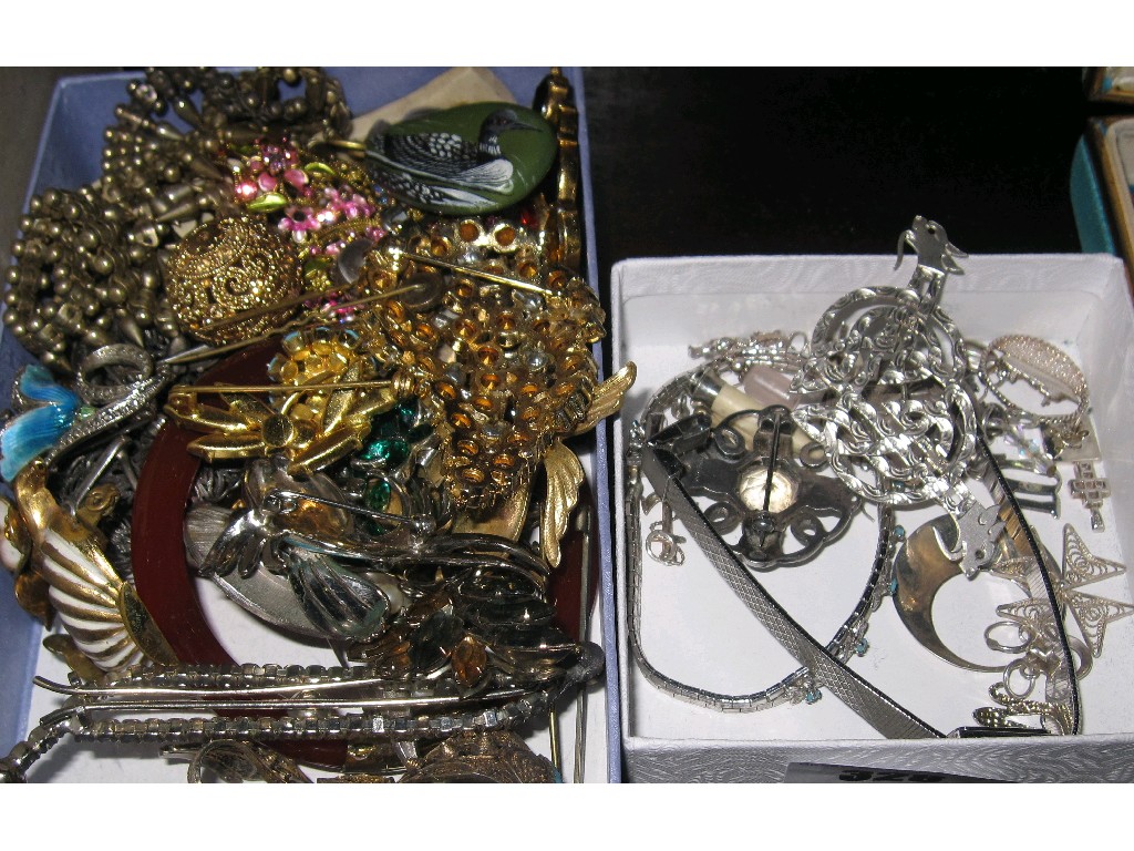 Appraisal: Lot comprising two boxes of costume and silver jewellery